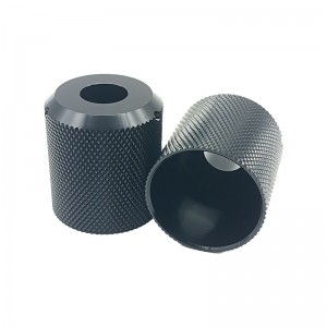 Knurled CNC aluminum machining turning milling service black anodizing parts